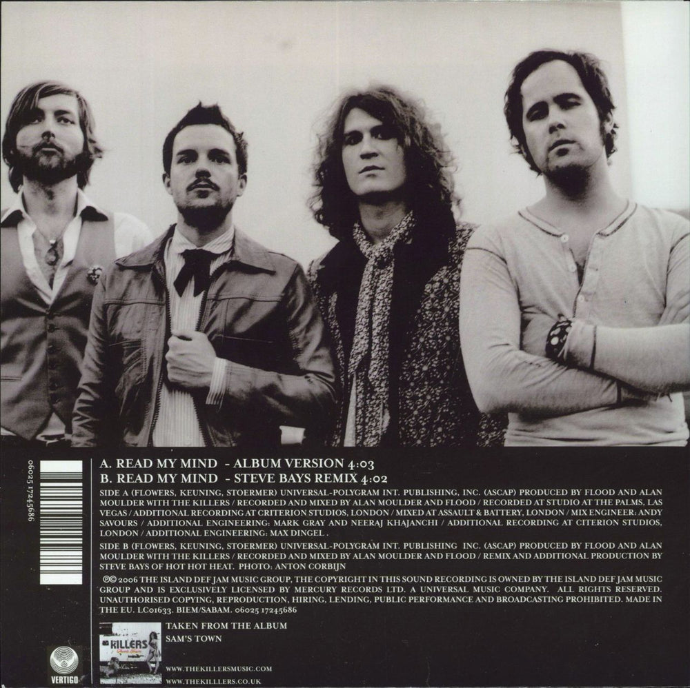 The Killers Read My Mind - Stickered Sleeve UK 7" vinyl single (7 inch record / 45) 602517245686