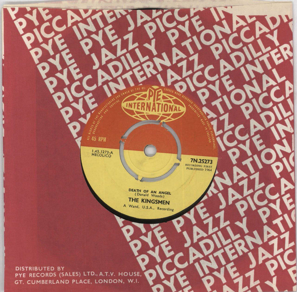 The Kingsmen Death Of An Angel UK 7" vinyl single (7 inch record / 45) 7N.25273