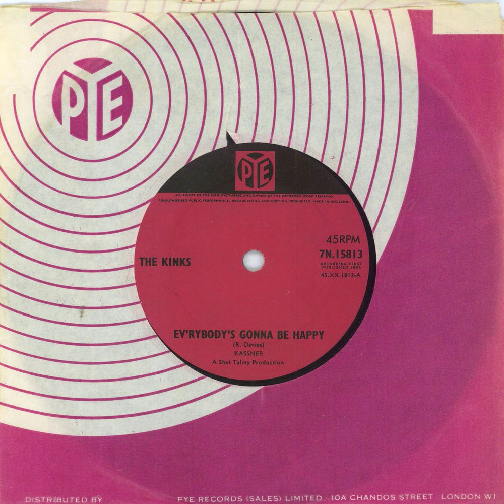 The Kinks Ev'rybody's Gonna Be Happy - Solid - EX UK 7" vinyl single (7 inch record / 45) 7N.15813