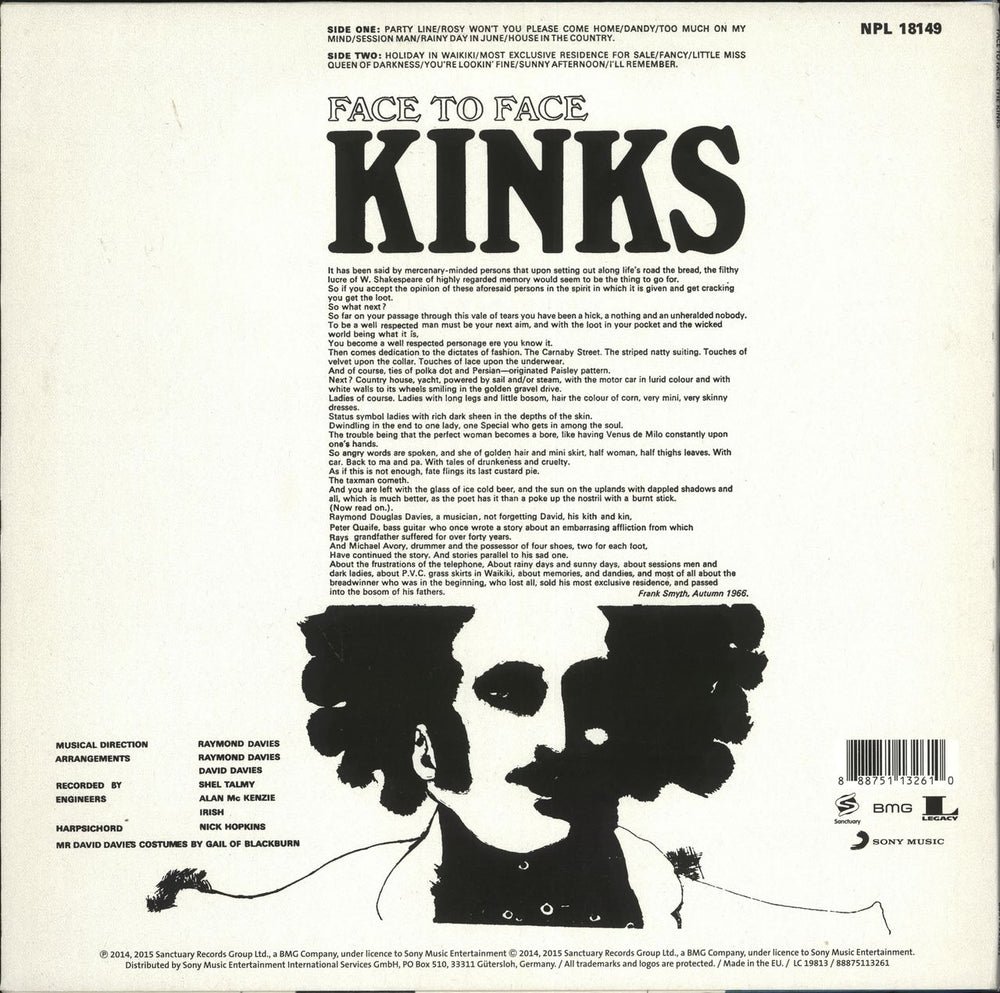 The Kinks Face To Face - 180gram Red Vinyl UK vinyl LP album (LP record) 888751132610