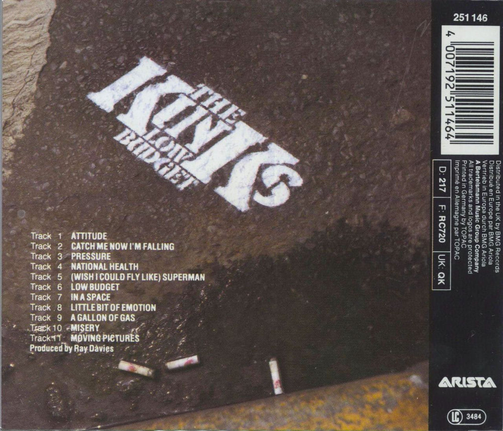 The Kinks Low Budget German CD album (CDLP)