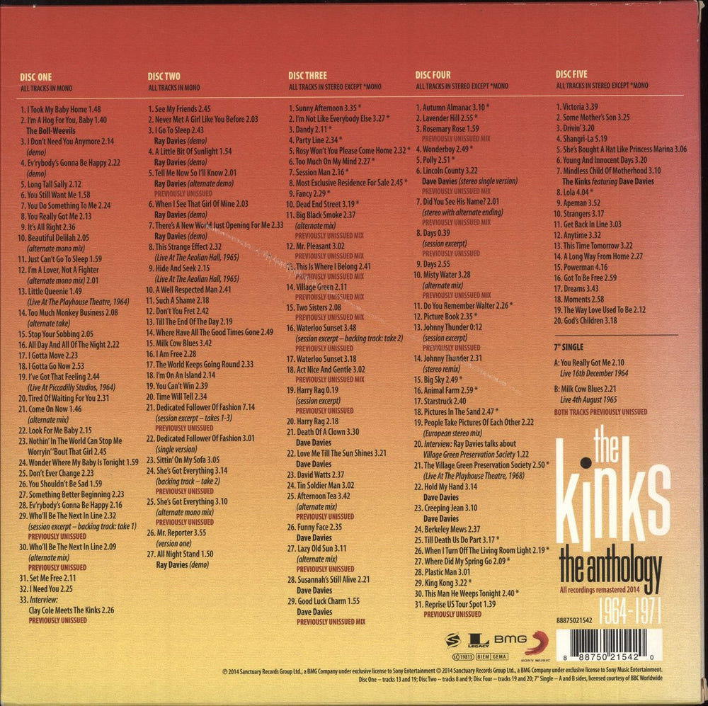 The Kinks The Anthology 1964-1971 UK CD Album Box Set KINDXTH747775