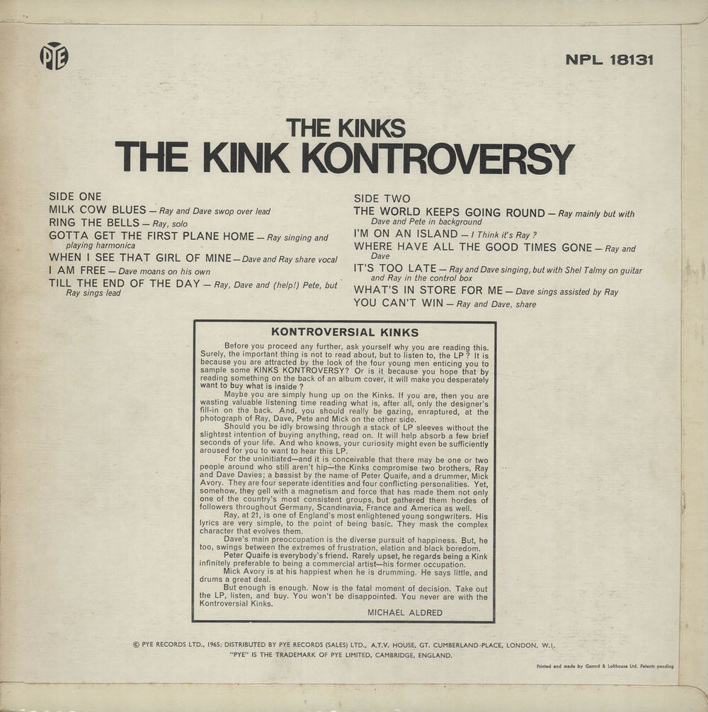 The Kinks The Kink Kontroversy - 1st UK vinyl LP album (LP record)