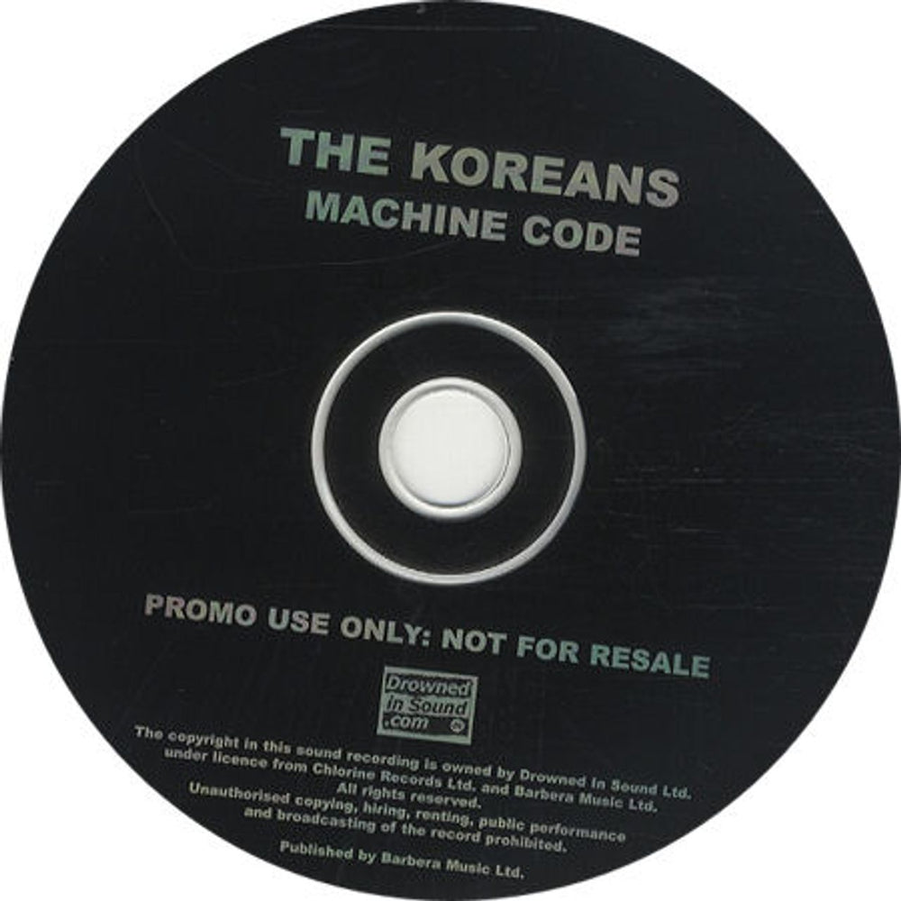 The Koreans Machine Code UK Promo CD single (CD5 / 5") SRT03CD7435