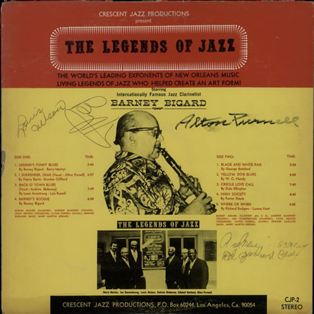 The Legends Of Jazz With Special Guest Barney Bigard - Autographed US vinyl LP album (LP record) CJP-2