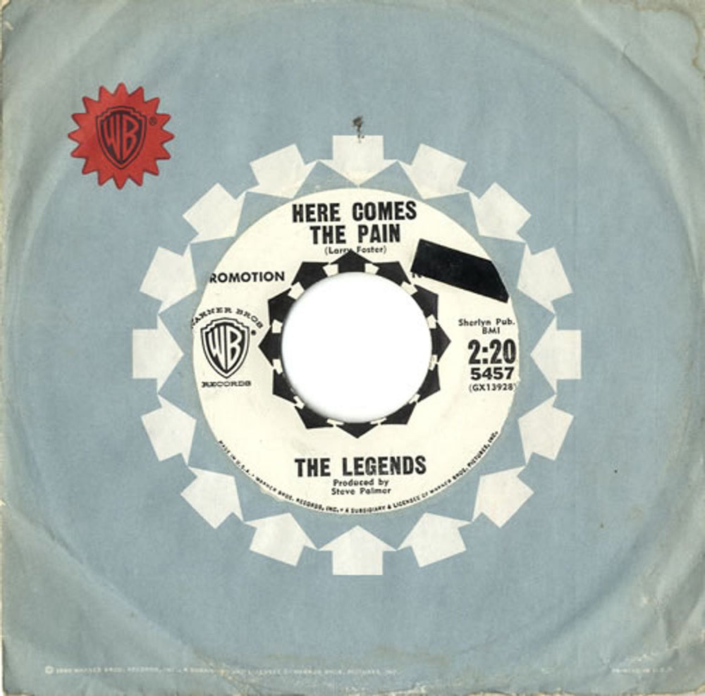 The Legends (US) Here Comes The Pain US Promo 7" vinyl single (7 inch record / 45) 5457