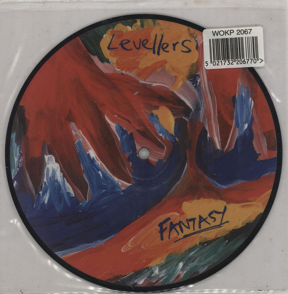 The Levellers Fantasy - Barcode Stickered UK 7" vinyl picture disc (7 inch picture disc single) WOKP2067