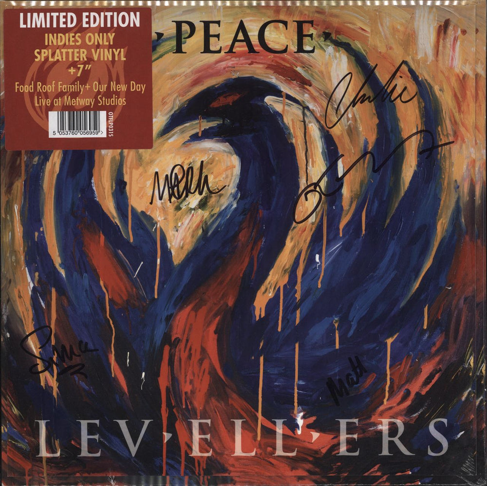 The Levellers Peace - Blue Splattered Vinyl + Bonus 7" + Signed Art Print - Sealed UK 2-LP vinyl record set (Double LP Album) OTFLP031S