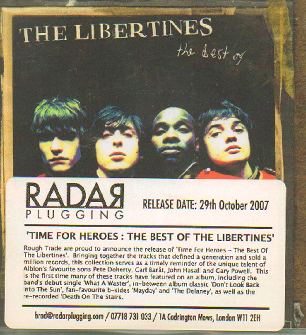 The Libertines Time For Heroes: The Best Of The Libertines UK Promo CD-R acetate CDR