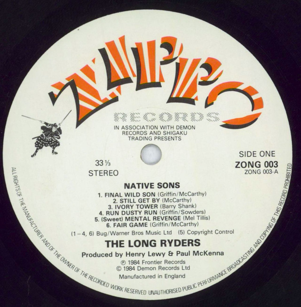 The Long Ryders Native Sons + Ticket stub UK vinyl LP album (LP record) LGYLPNA818369