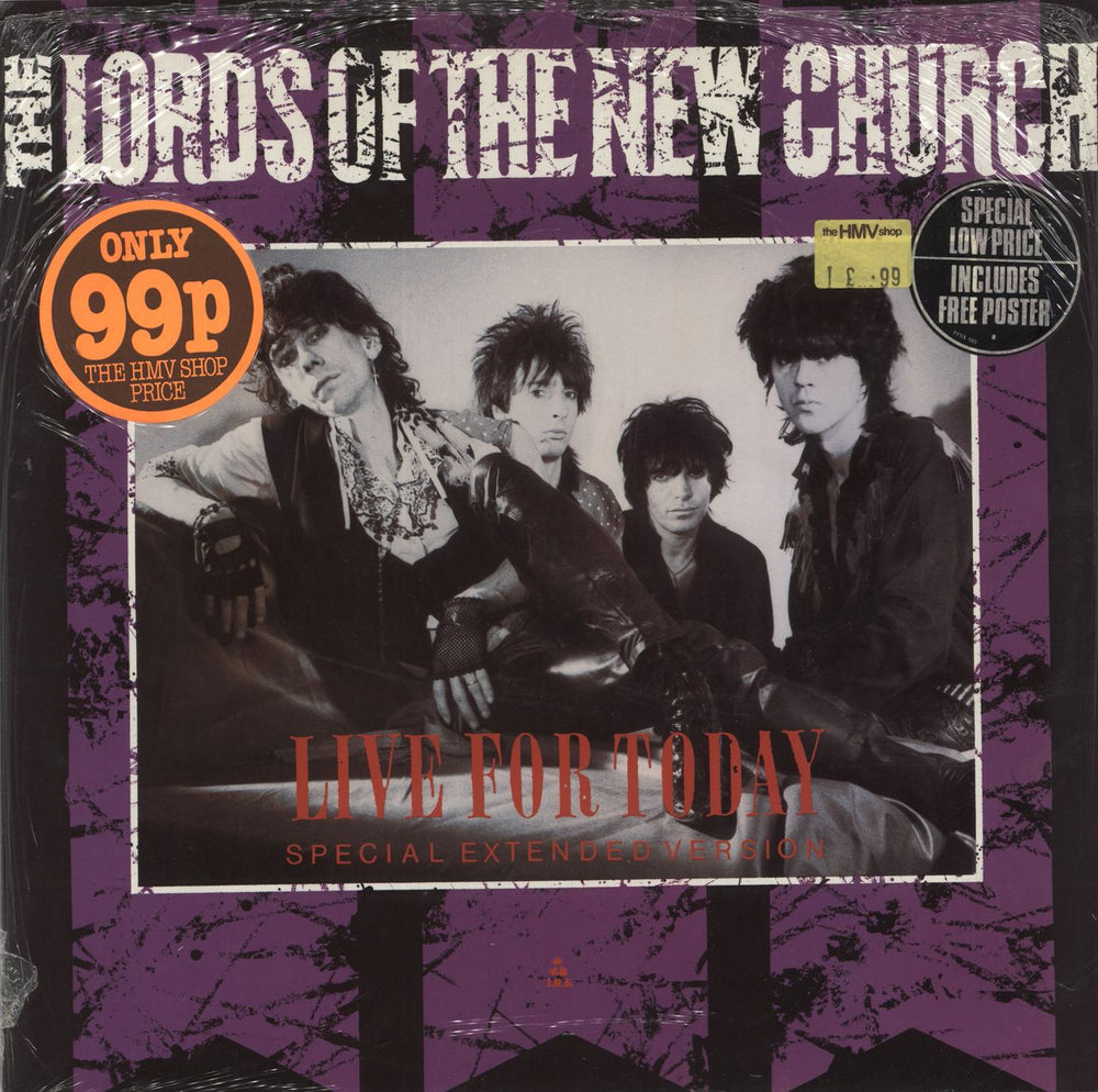 The Lords Of The New Church Lets Live For Today + Poster + Shrink UK 12" vinyl single (12 inch record / Maxi-single) PFSX1015