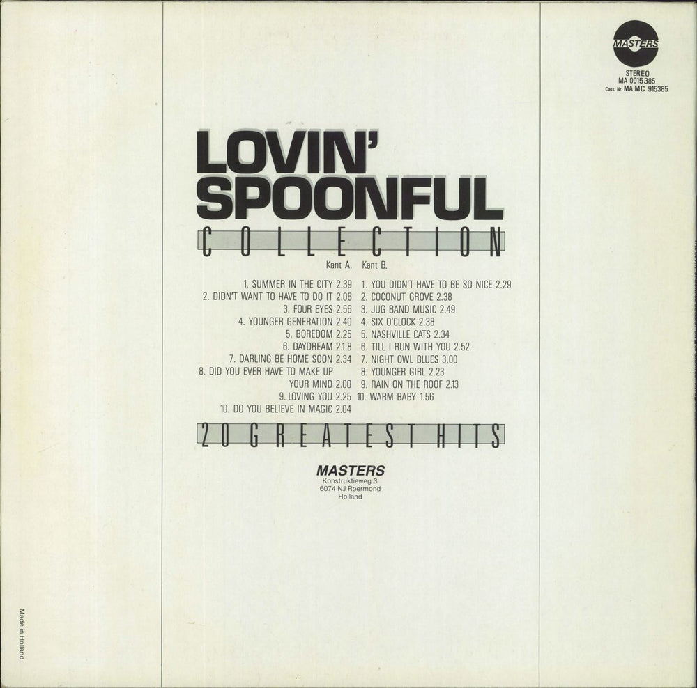 The Lovin' Spoonful Collection Dutch vinyl LP album (LP record)