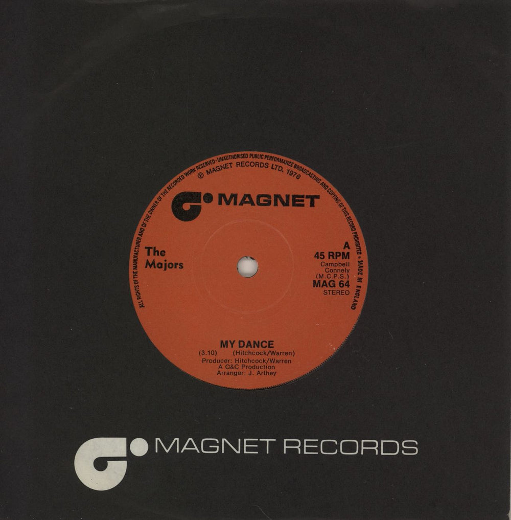 The Majors My Dance UK 7" vinyl single (7 inch record / 45) MAG64