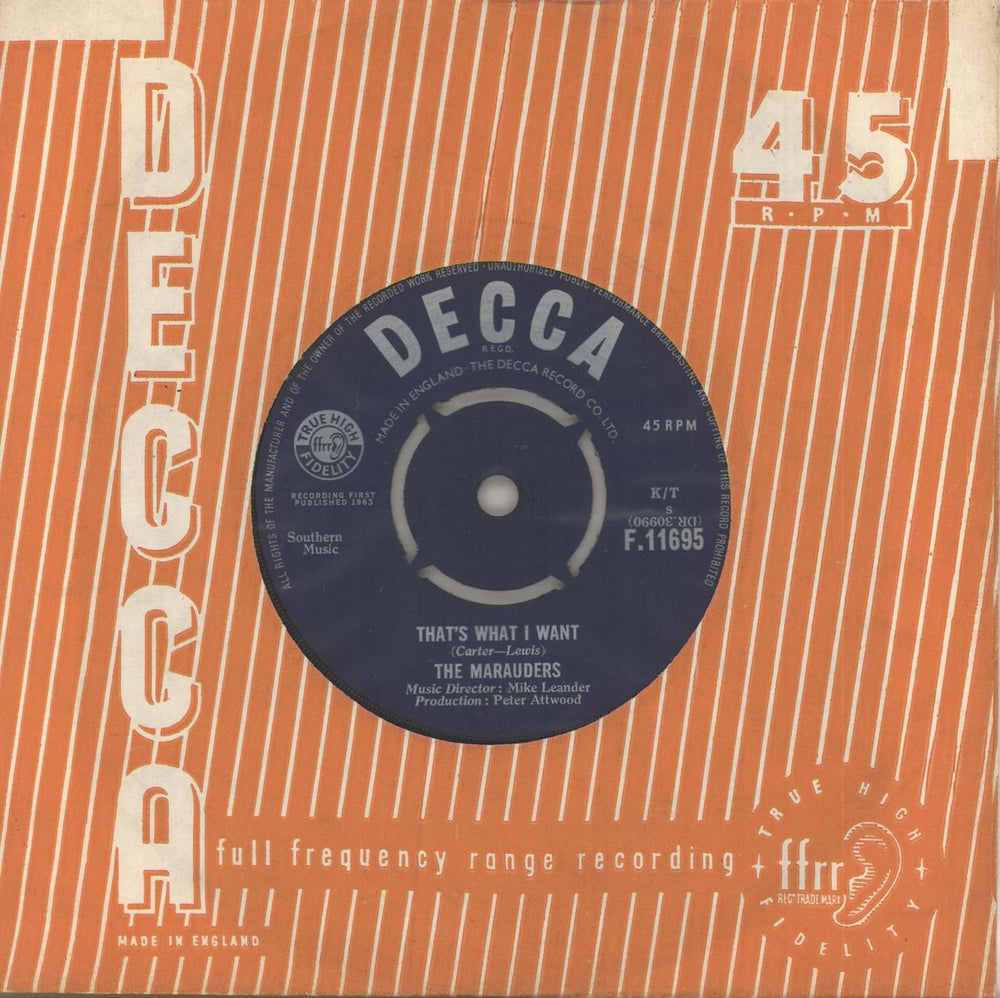 The Marauders That's What I Want UK 7" vinyl single (7 inch record / 45) F.11695