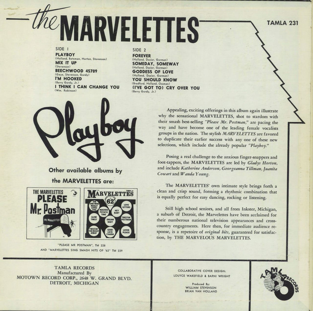 The Marvelettes Playboy US vinyl LP album (LP record)