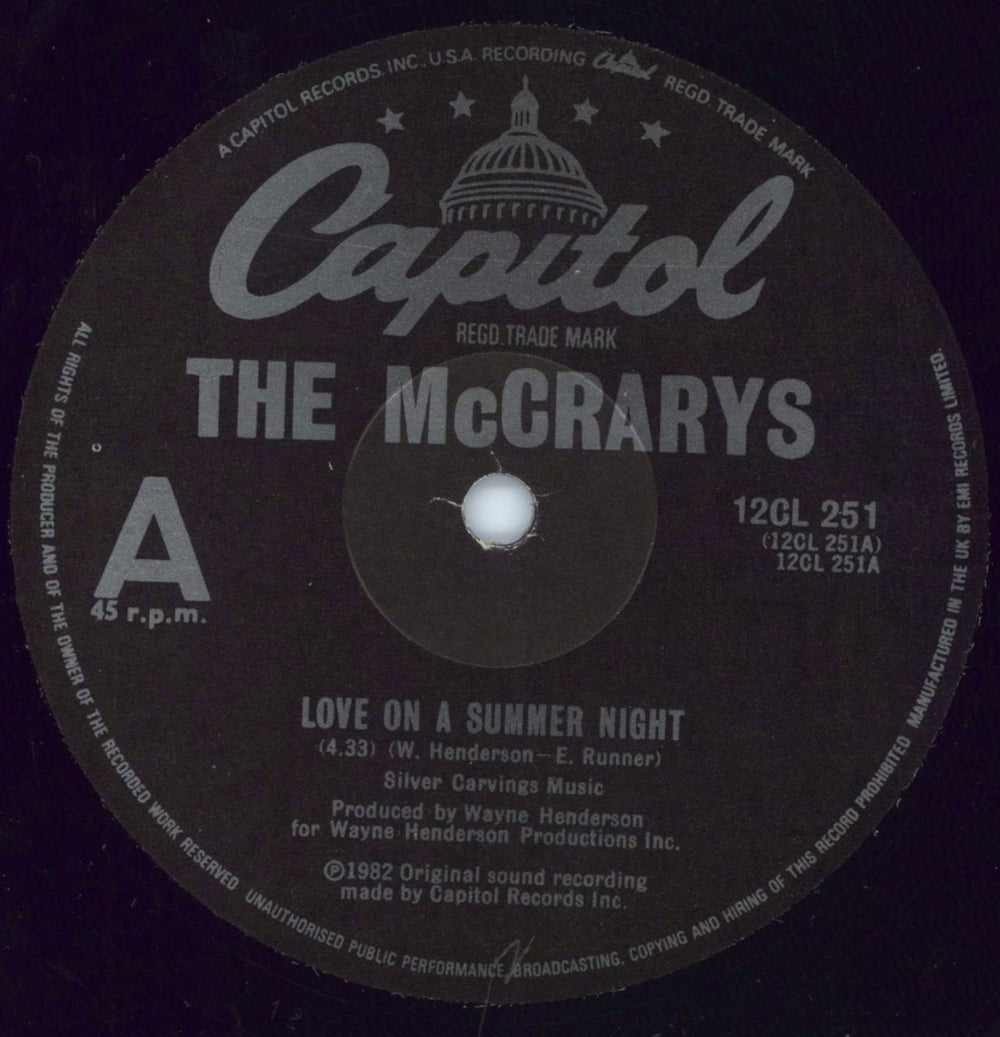 The McCrarys Love On A Summer Night UK 12" vinyl single (12 inch record / Maxi-single) 12CL251