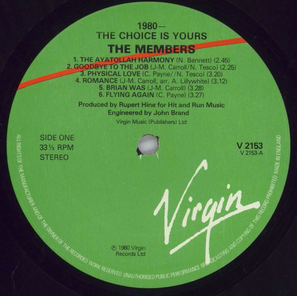 The Members 1980 - The Choice Is Yours + Tie UK vinyl LP album (LP record) MMBLPTH823904