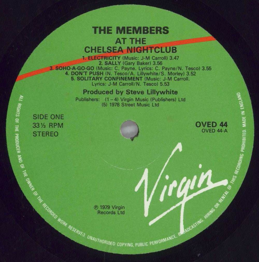 The Members At The Chelsea Nightclub UK vinyl LP album (LP record) MMBLPAT822400