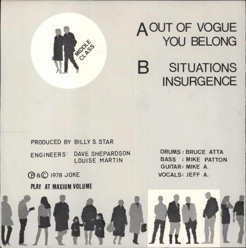 The Middle Class Out Of Vogue US 7" vinyl single (7 inch record / 45)