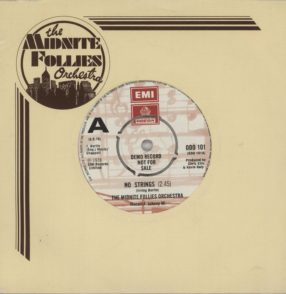 The Midnite Follies Orchestra  No Strings - A Label UK Promo 7" vinyl single (7 inch record / 45) ODO101