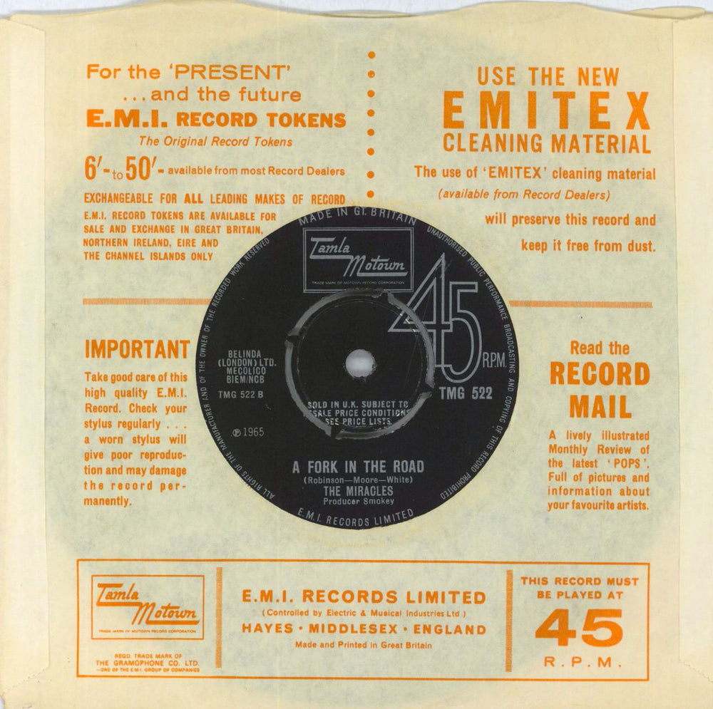 The Miracles The Tracks Of My Tears - 1st UK 7" vinyl single (7 inch record / 45)