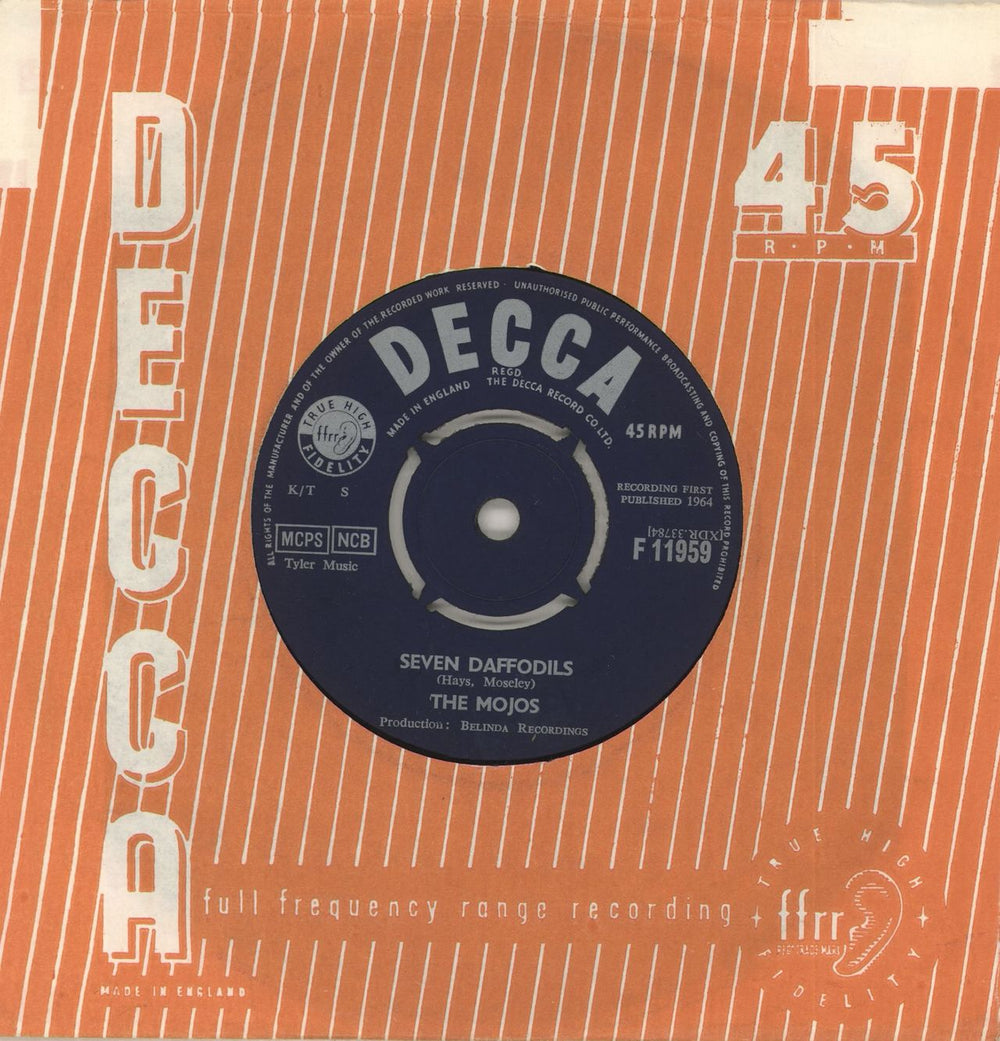 The Mojos Seven Daffodils UK 7" vinyl single (7 inch record / 45) F.11959