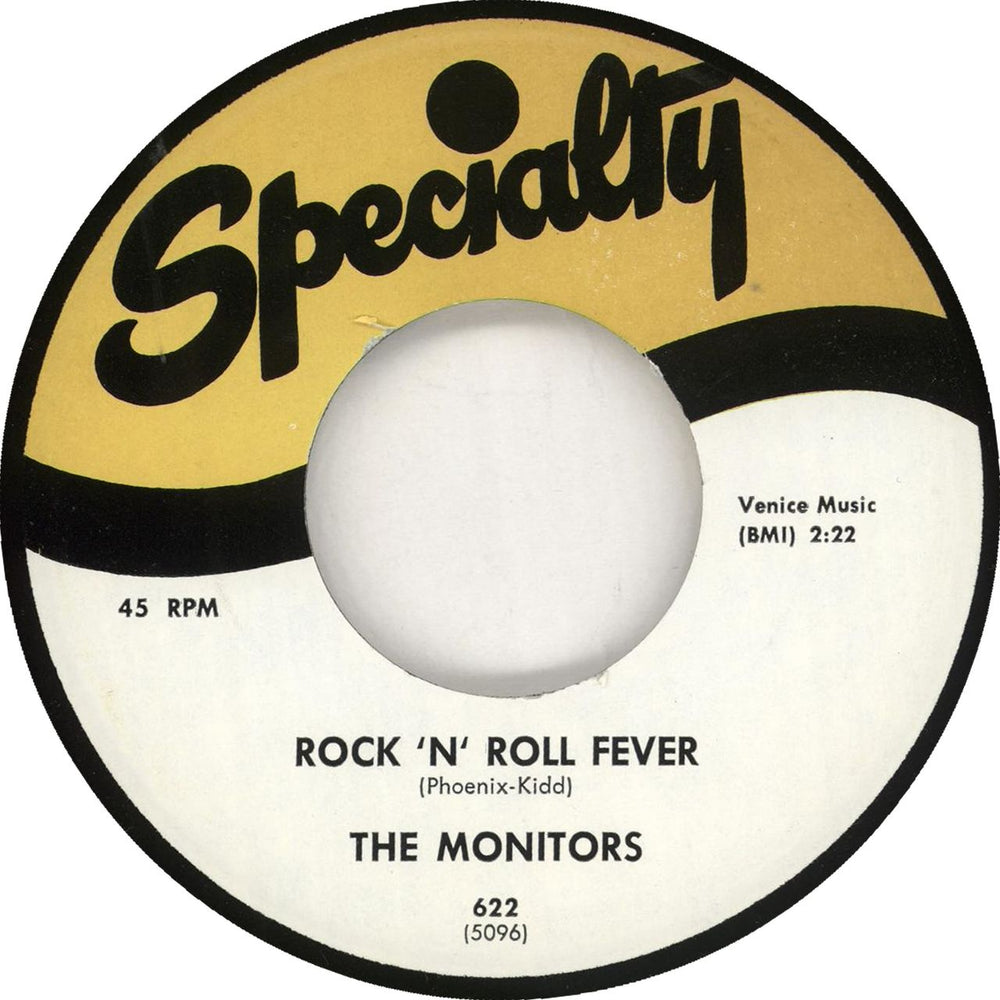 The Monitors (50s) Rock 'N' Roll Fever US 7" vinyl single (7 inch record / 45) 622