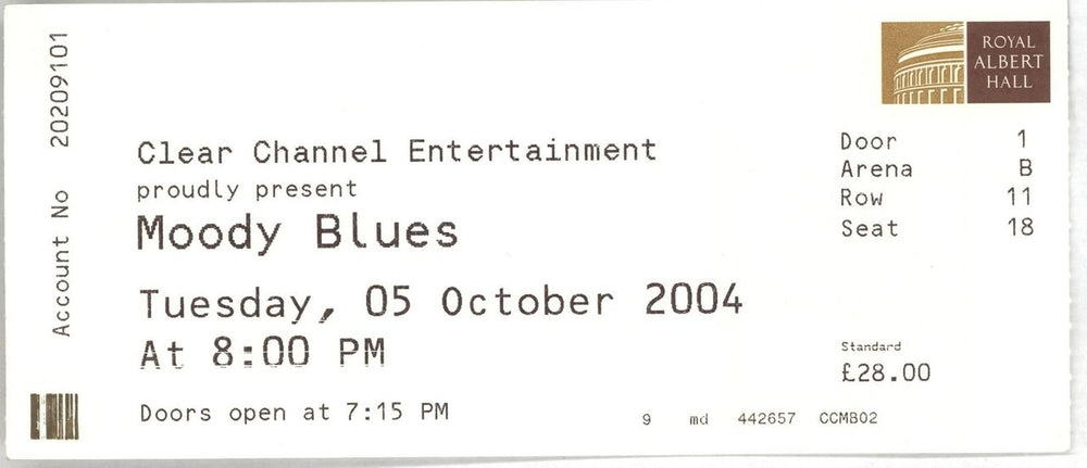 The Moody Blues 2004 World Tour + Ticket Stub UK tour programme MBLTRWO670429