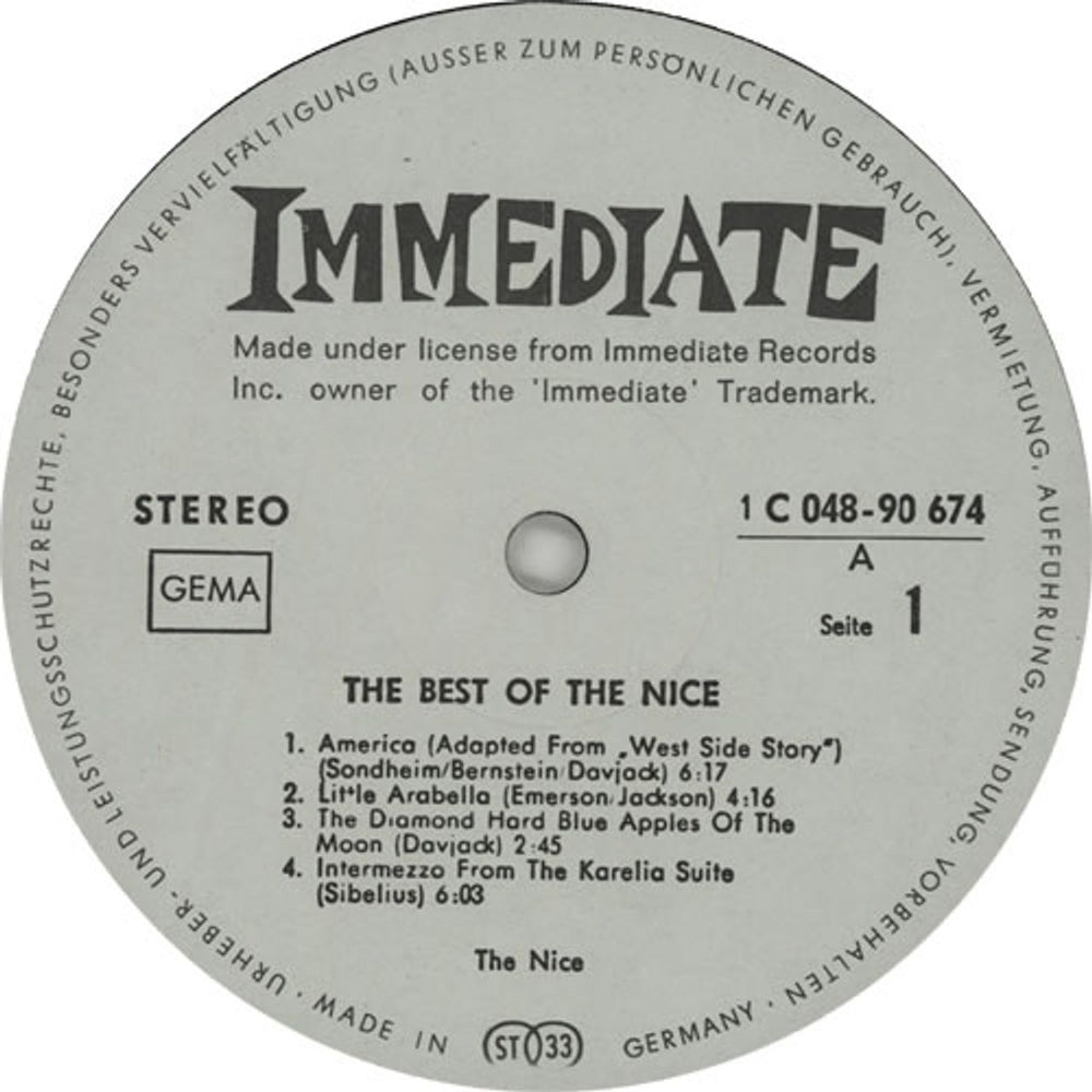 The Nice The Best Of The Nice German vinyl LP album (LP record) NCELPTH95874