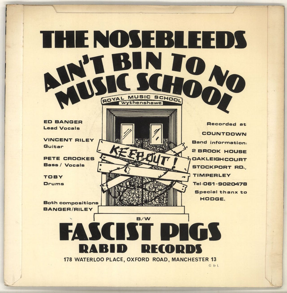 The Nosebleeds Ain't Bin To No Music School - Silver Injection UK 7" vinyl single (7 inch record / 45) VL807AI561321