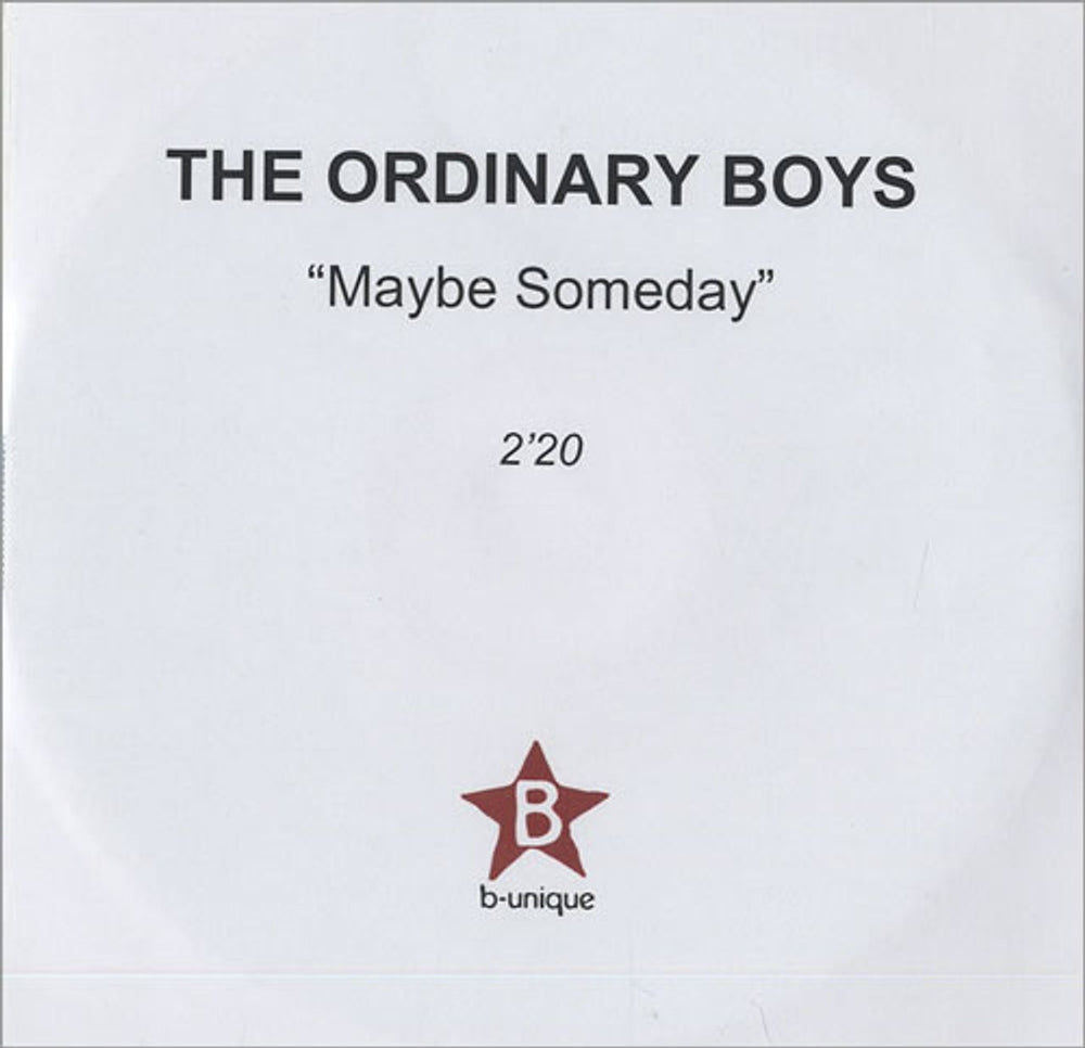 The Ordinary Boys Maybe Someday UK Promo CD-R acetate CD-R ACETATE