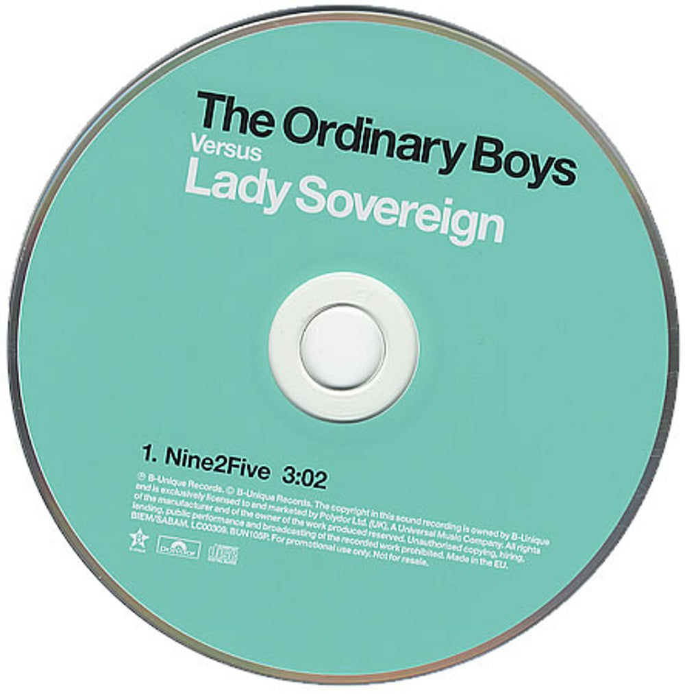 The Ordinary Boys Nine2Five UK Promo CD single (CD5 / 5") TOAC5NI389207