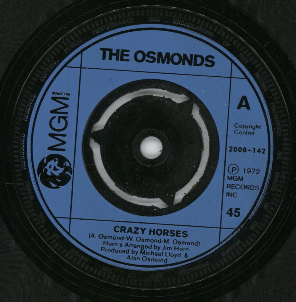 The Osmonds Crazy Horses - Injection 3prong UK 7" vinyl single (7 inch record / 45) 2006-142