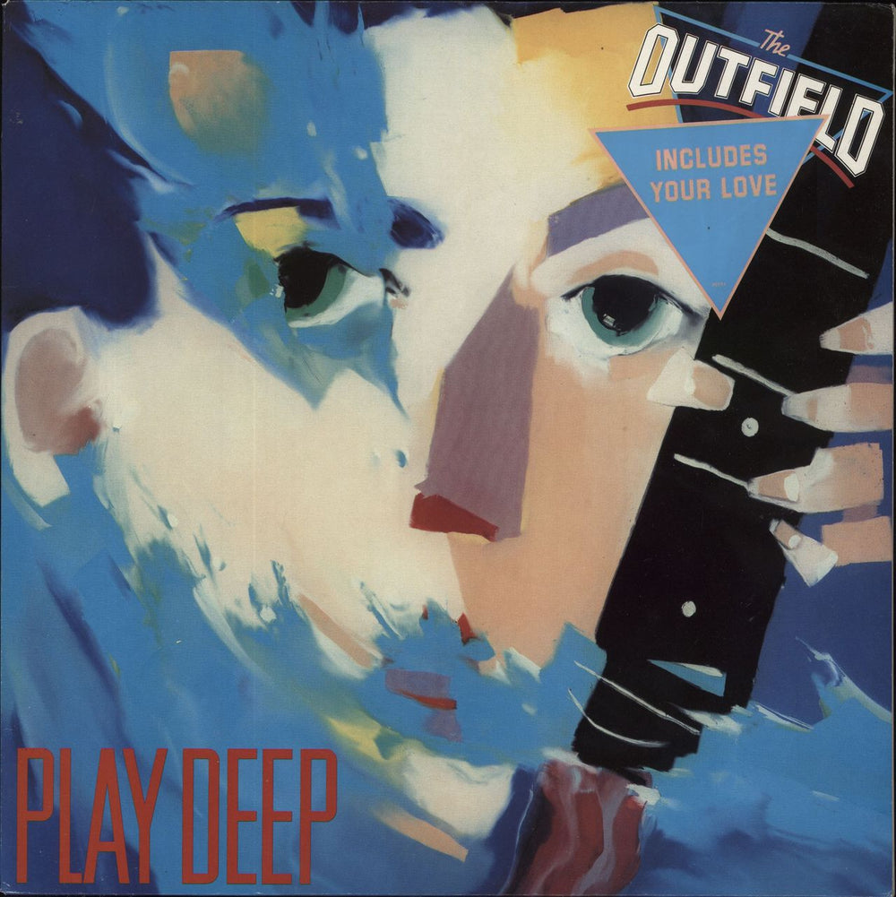 The Outfield Play Deep - hype sticker Dutch vinyl LP album (LP record) 26594