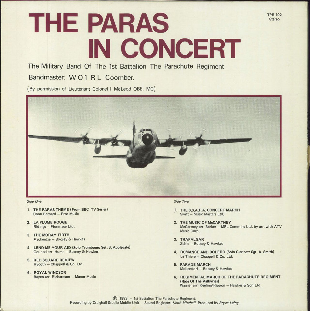 The Parachute Regiment The Paras In Concert UK vinyl LP album (LP record)