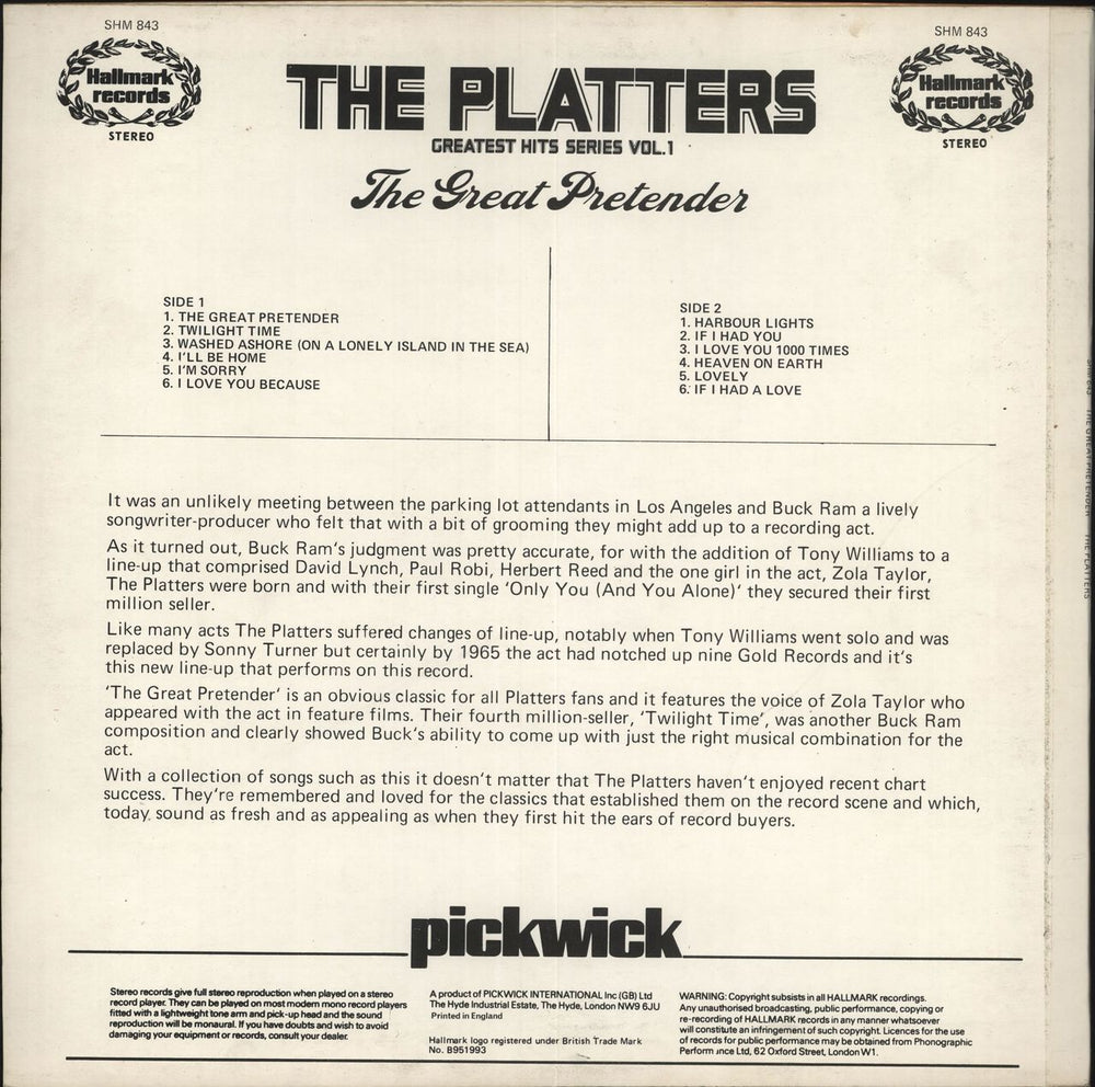 The Platters The Great Pretender UK vinyl LP album (LP record)