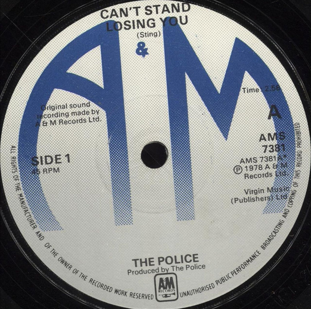 The Police Can't Stand Losing You - Blue labels  - P/S UK 7" vinyl single (7 inch record / 45) POL07CA700047