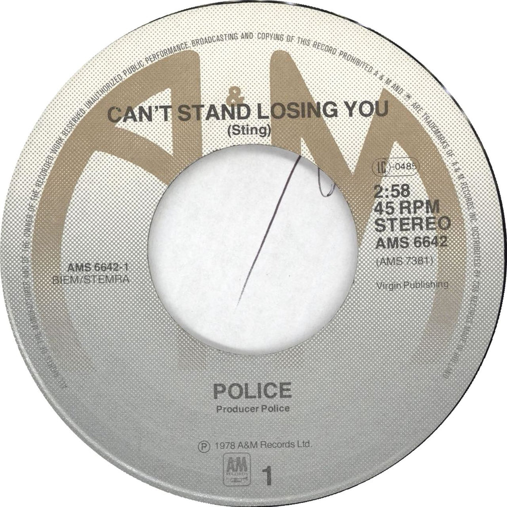 The Police Can't Stand Losing You Dutch 7" vinyl single (7 inch record / 45) POL07CA717444