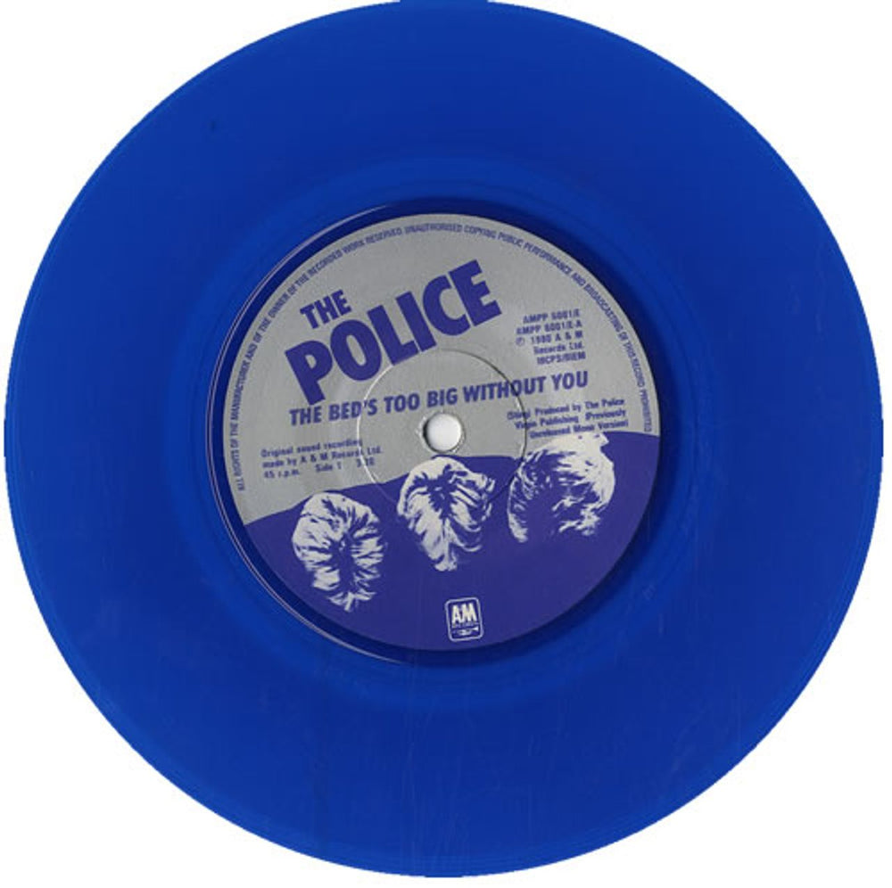 The Police The Bed's Too Big Without You - Blue Vinyl UK 7" vinyl single (7 inch record / 45) POL07TH592548