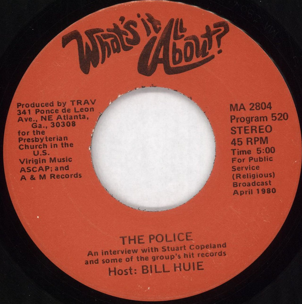 The Police What's It All About US Promo 7" vinyl single (7 inch record / 45) MA2804