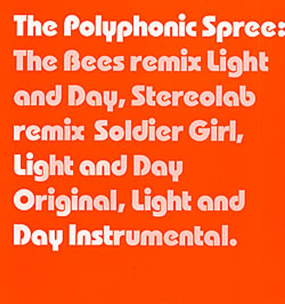 The Polyphonic Spree Light And Day UK Promo 12" vinyl single (12 inch record / Maxi-single) 679LO15T