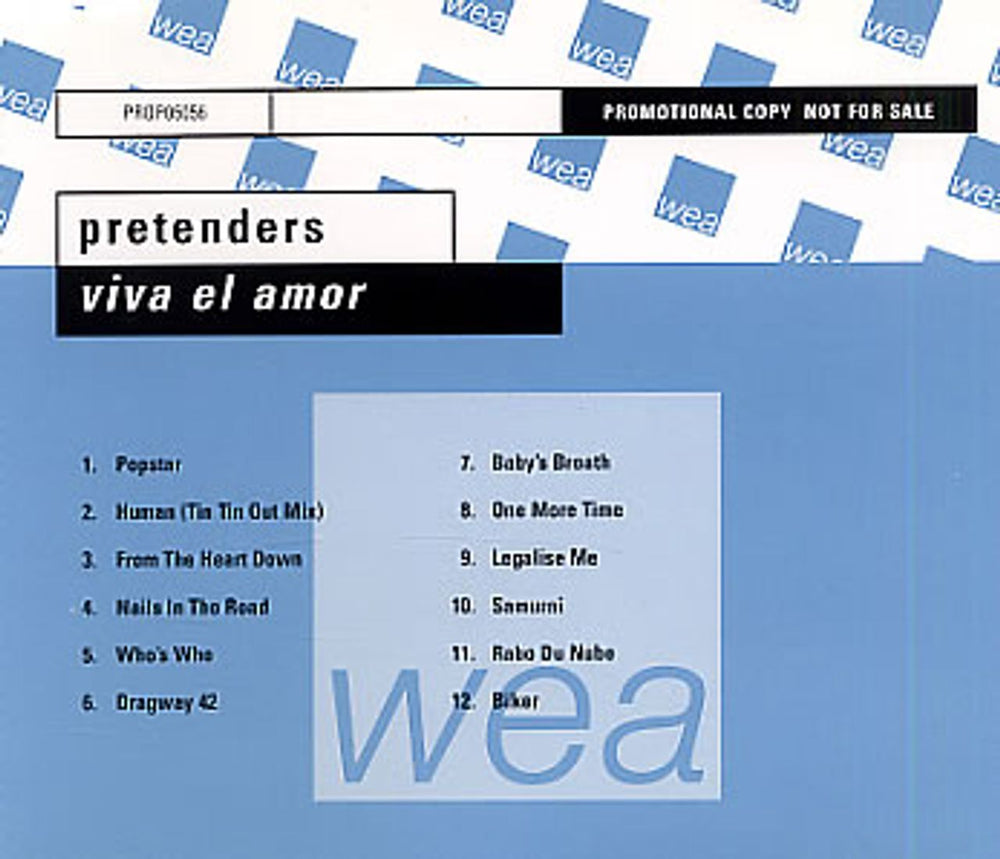 The Pretenders Viva El Amor German Promo CD album (CDLP) PROP05056