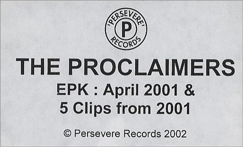 The Proclaimers EPK - April 2001 UK Promo video (VHS or PAL or NTSC) PROMO VIDEO