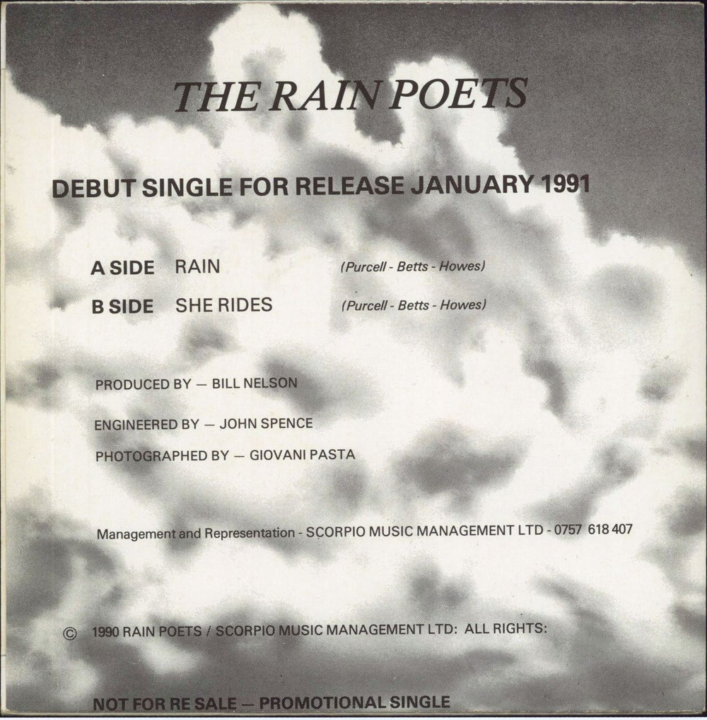 The Rain Poets Rain UK Promo 7" vinyl single (7 inch record / 45)