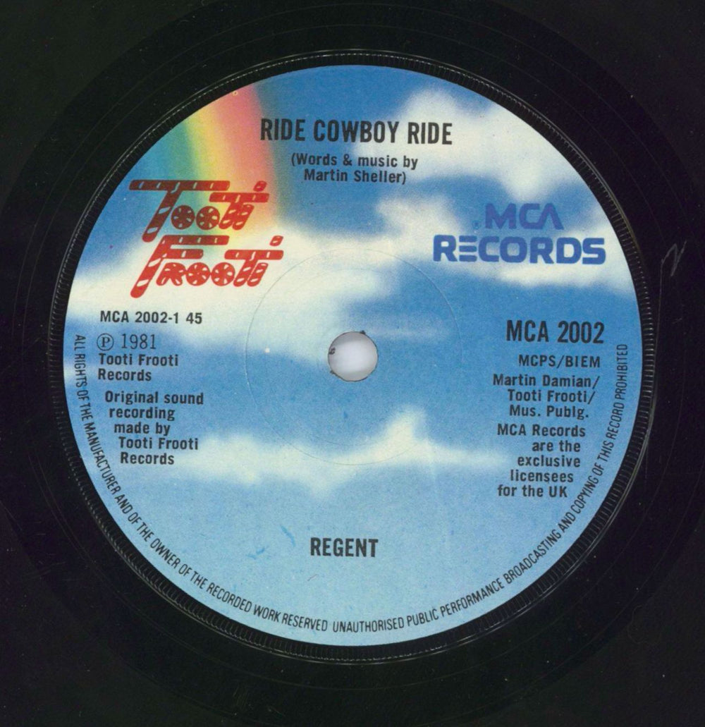 The Regents Ride Cowboy Ride UK 7" vinyl single (7 inch record / 45)