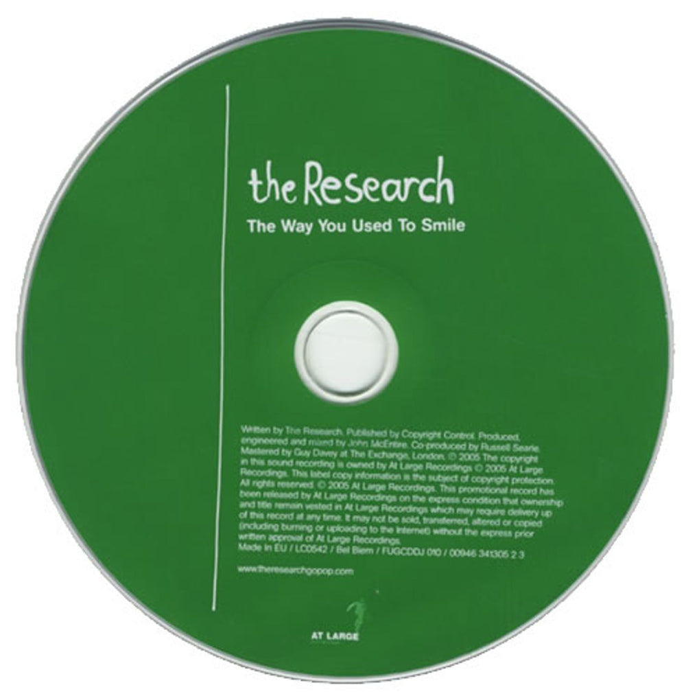 The Research The Way You Used To Smile UK Promo CD single (CD5 / 5") FUGCDDJ010