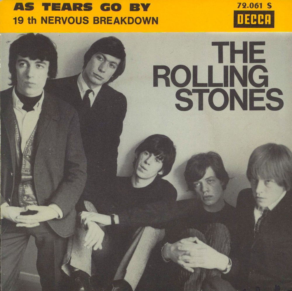 The Rolling Stones 19th Nervous Breakdown / As Tears Go By + Die-Cut b&w P/S French Promo 7" vinyl single (7 inch record / 45) 72.061