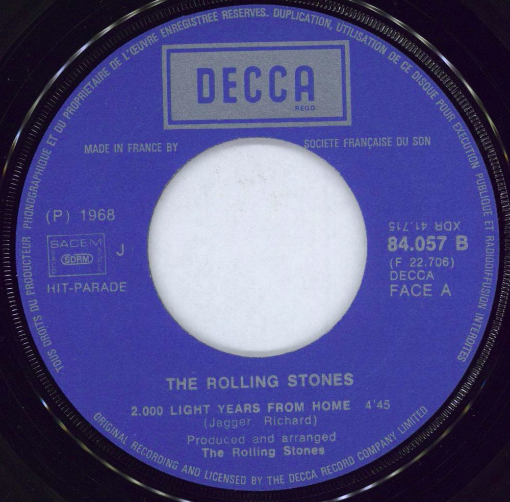 The Rolling Stones 2000 Light Years From Home French 7" vinyl single (7 inch record / 45) ROL07LI776697