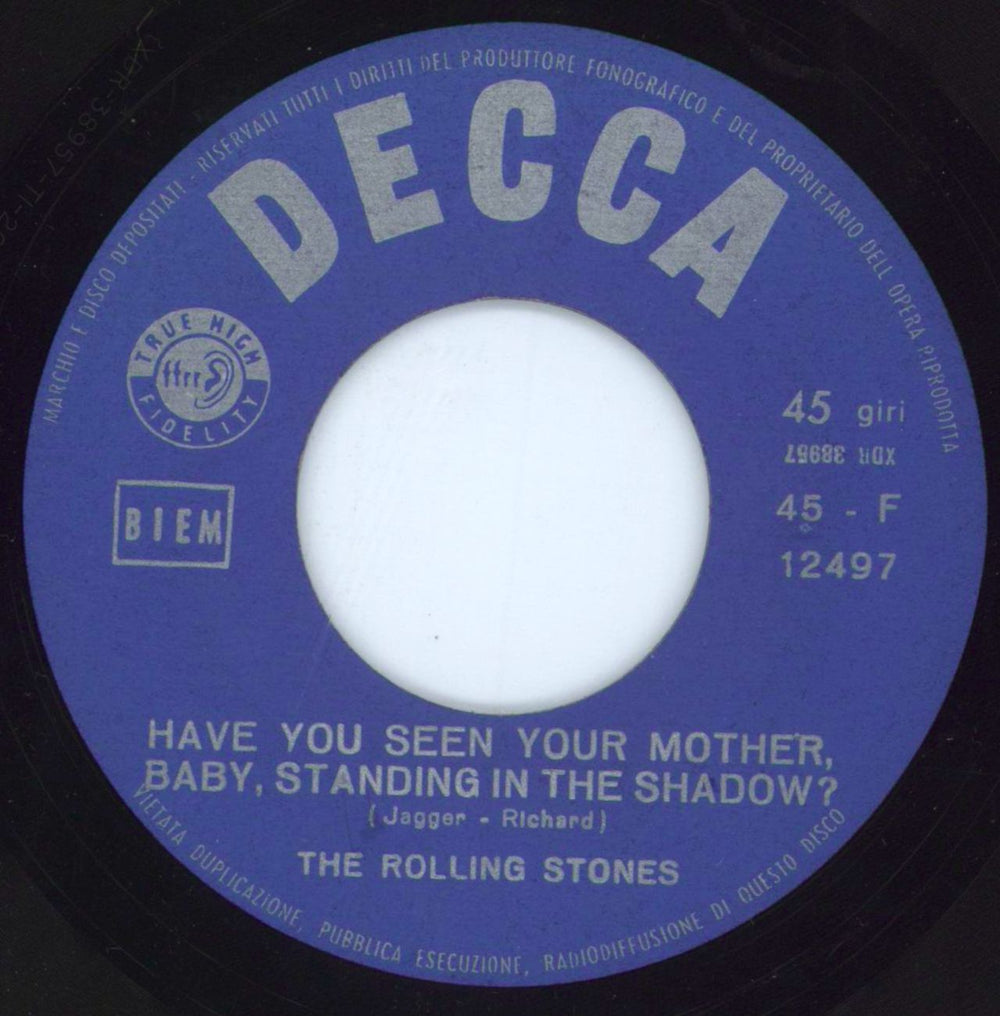 The Rolling Stones Baby, Hai Visto Tua Madre Che Sta Nell'ombra? Italian 7" vinyl single (7 inch record / 45) ROL07BA61886