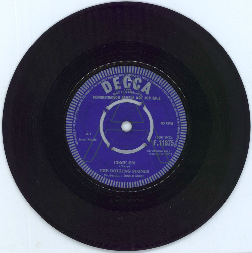The Rolling Stones Come On - 'A' Label UK Promo 7